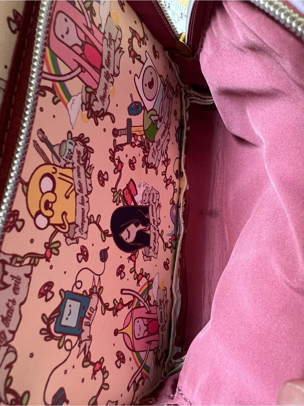 Loungefly Adventure Time Character Backpack Cream with Burgundy Trim